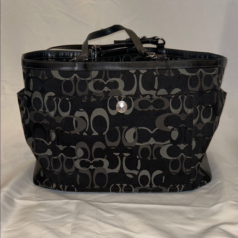 Coach Black and Gray Signature Baby Bag